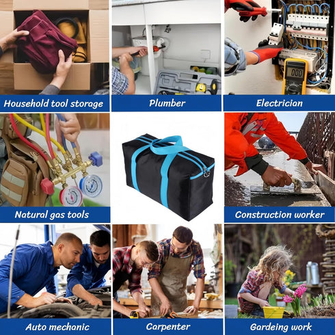 Wide Mouth Tool Bag, Heavy Duty Tool Bag for Men, High Capacity Tool Tote Bag for Electricians, Multipurpose Power Tool Bag Organizer for Mechanic...