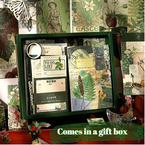 LCLAIDYDY Scrapbooking Supplies Kit,Vintage Botanical Aesthetic Scrapbook Kit,Bullet Junk Journal Kit with Journaling,A6 Grid Notebook,Stationery,...