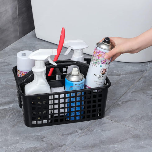JiatuA Portable Shower Caddy Basket with Compartments Cleaning Supplies Organizer with Handle Plastic Storage Divided Tool Bin for Bathroom, Bedro...