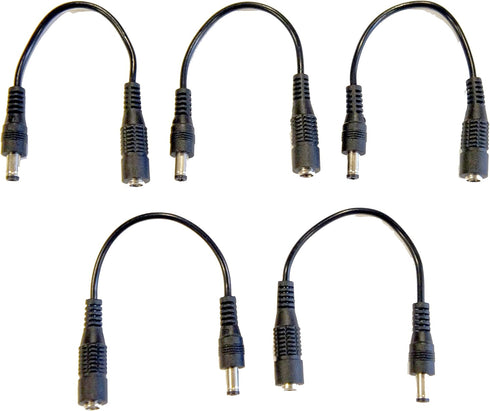 5 Pack of 6 Inch DC Coaxial Power Male to Female Barrel Plug Connector 5.5mm x 2.1mm Extension Patch Cable...