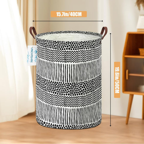 LANGYASHAN Laundry Basket Canvas Fabric Collapsible Organizer Basket for Storage Bin Toy Bins Gift Baskets Bedroom Clothes Children Nursery Hamper...