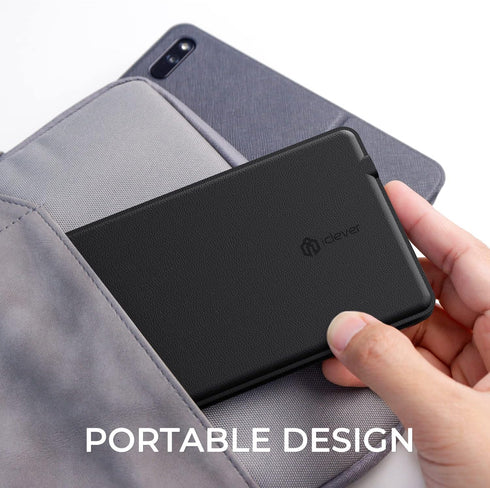 iClever Portable Keyboard, Foldable Bluetooth Keyboard with Stand Holder, USB-C Charge, PU Leather, Tactile Typing Feedback, Pocket-Size Folding K...