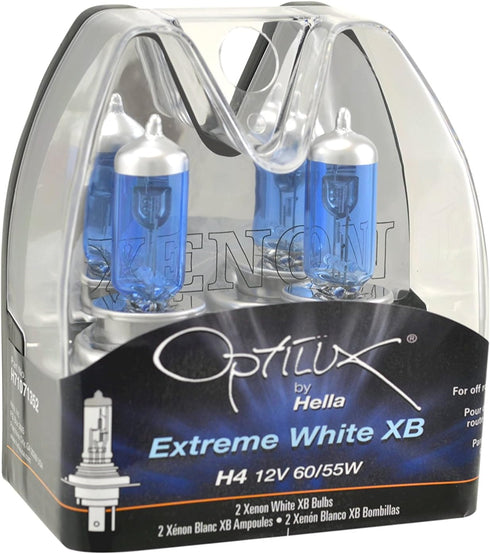 HELLA H71071352 Optilux XB Series H4 9003 Xenon White Halogen Bulbs, 12V, 60/55W, 2 Pack...