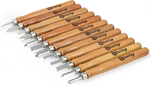Bastex Carbon Steel Wood Carving Chisel Set for Kids and Beginners. Knives for woodworking and engraving. Equipped with Easy to Use wood Handles....