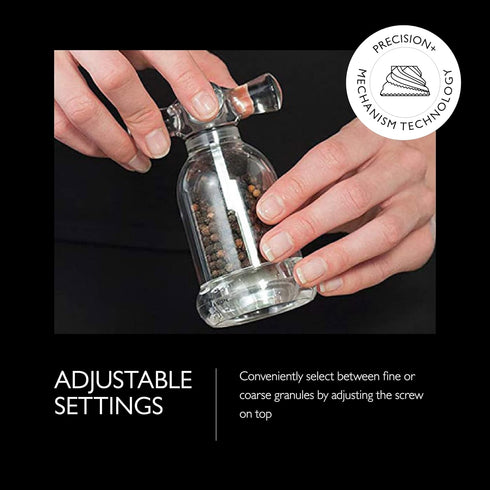 COLE & MASON Tap Salt and Pepper Grinder Set - Acrylic Mills Include Precision Mechanisms and Premium Sea Salt and Peppercorns...