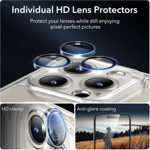 ESR for iPhone 15 Pro Max Case Set, 1 Set Individual Lens Protectors, Compatible with MagSafe Phone Case, Full-Coverage Military-Grade Protection,...
