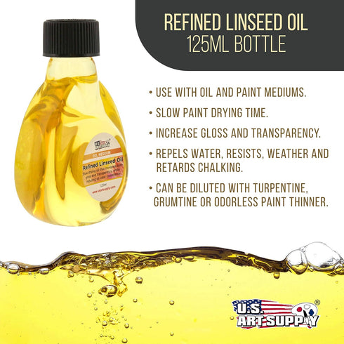 U.S. Art Supply Refined Linseed Oil, 125ml / 4.2 Fluid Ounce Container...