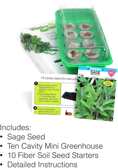 Window Garden - Sage Herb Kit - Grow Your Own Food. Germinate Seeds on Your Windowsill Then Move to a Patio Planter or Vegetable Patch. Mini Green...