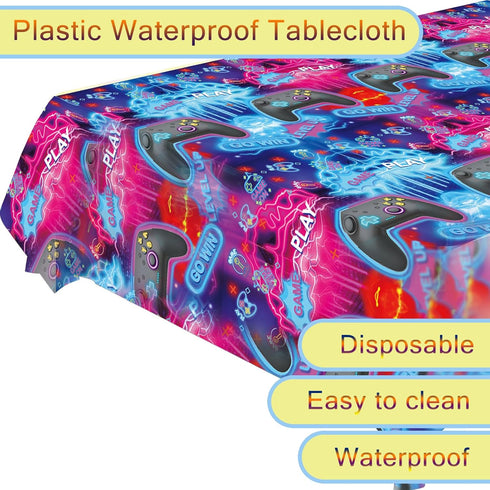 3pcs Video Game Tablecloth, Game Theme Birthday Decorations Supplies, Plastic Tablecloth, Rectangular Racetrack Tablecloth, Gamer TableCovers for ...