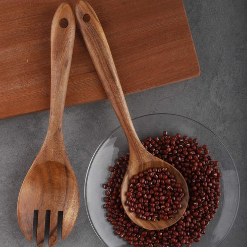 Wooden Cooking Utensils Set 4-Piece Wood Kitchen Utensil Set for Non Stick Cookware Wooden Spatula,Fork,Turner,Ladle,Strainer Spoons...