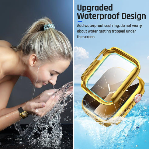 Goton Waterproof Case for Apple Watch 41mm Series 9 8 7 with Tempered Glass Screen Protector, iWatch Full Protective Hard PC Bumper Case Face Cove...