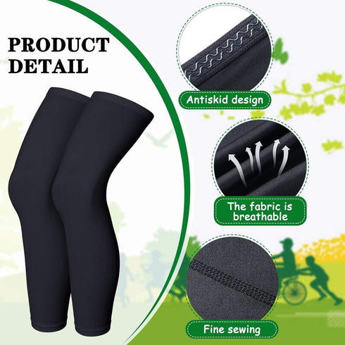 Geyoga 2 Pairs Compression Full Length Leg Sleeve Arm Sleeve for Men Women, Football (Black, Large)...