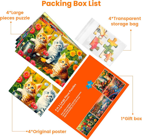 4 Packs 36 Large Piece Puzzle for Seniors - Dementia Puzzles for Elderly Adults,Alzheimer’s Puzzles Memory Cognitive Games for Elderly Seniors wit...