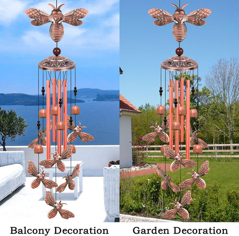 Bee Wind Chimes for Garden, Gifts for Mom, Home, Balconies, Rooms, Patio, Indoor, Outdoor Bee Decoration, Aluminum Bee Chimes, Bees Wind Catcher, ...
