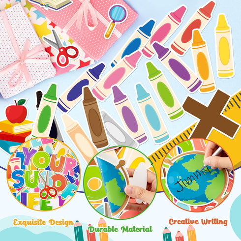 Back to School Religious Bulletin Board - 107Pcs Let Jesus Be The Ruler of Your Life Christian Bulletin Board Classroom Decoration Crayon Cutouts ...