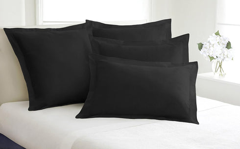 FRESH IDEAS Poplin Tailored Pillow Sham, Euro, Black...