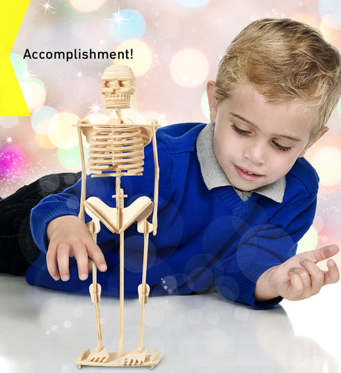 Puzzled 3D Puzzle Human Skeleton Wood Craft Construction Model Kit, Fun & Educational DIY Wooden Toy Assemble Model Unfinished Crafting Hobby Puzz...