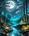 xackcme Moon Paint by Numbers for Adults-Landscape Paint by Number on Canvas without Frame,DIY Forest Scenery Oil Painting for Gift Home Wall Deco...