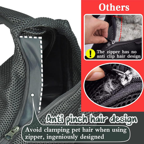 Dog Cat Sling Carrier, Adjustable Padded Shoulder Strap, with Mesh Pocket for Outdoor Travel (S - Up to 4 lbs, Black - Black)...