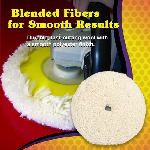 Wizards Finish Cut Buffing Pad - Velcro Backed, Blended Wool and Polyester, One-Step Buffer for Car Detailing - Cutting and Finishing Pad in One f...