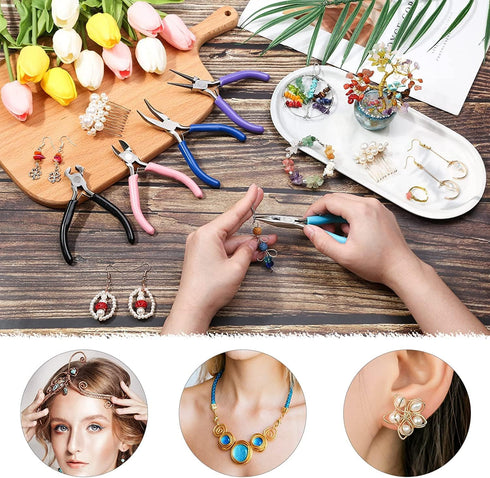 5 Packs Jewelry Pliers Set, Jewelry Making Tools with Needle Nose Pliers/Round Nose Pliers/Chain Nose Pliers/Bent Nose Pliers/Zipper Pliers, Jewel...