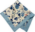 Handkerchief, men's pocket, silk square scarf, blue flower and bird pattern, oriental art...