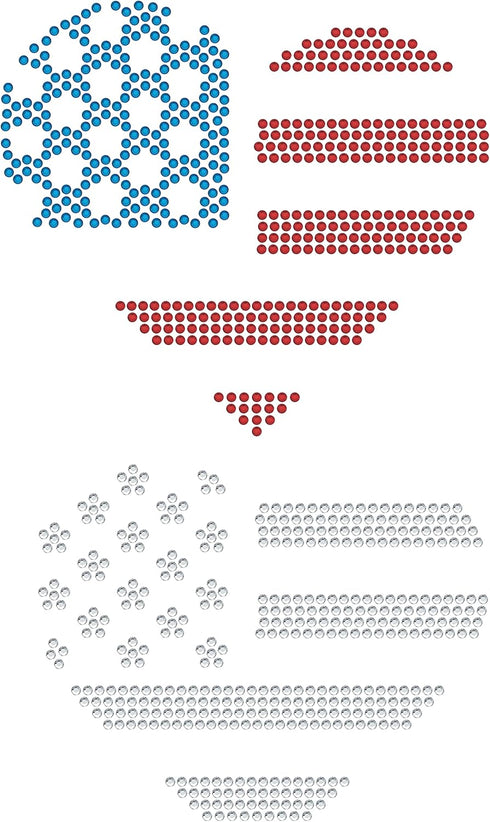 Rhinestone Genie American Flag Heart 8"-Red, White & Blue Magnetic Rhinestone Template, Black...