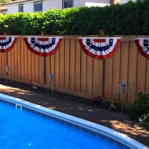 OZ American Bunting Flag, US Pleated Fan Bunting, Patriotic Banner, Fence Banner, Curtain Banner, 4th of July Flag-pack of 2...