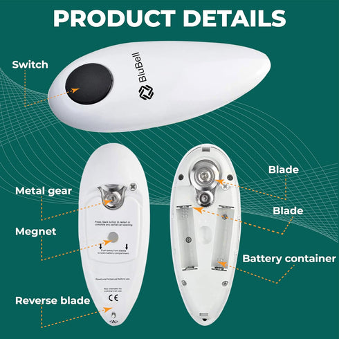 Electric can opener-open almost any can with one touch, medium, White...