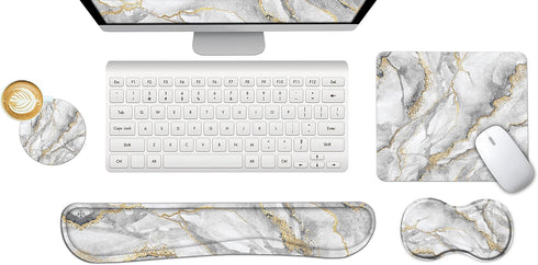 ArtSo Keyboard Wrist Rest and Mouse Pad with Wrist Support Set Ergonomic Coaster, Memory Foam Mousepad Non-Slip Rubber Base Durable Comfortable fo...