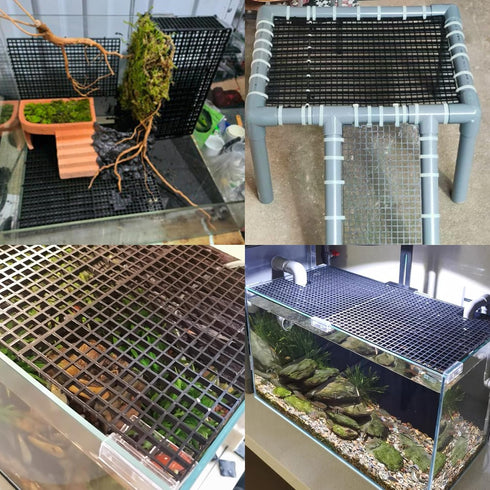 ALEGI Aquarium Fish Tank Divider Plastic Egg Crate Aquarium Filter Bottom Tray Plastic Grid (S 6pcs Black)...