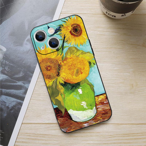 Compatible with iphone 15,Yellow Floral Sunflowers Van Gogh Art Aesthetic Design Phone Case,TPU Shockproof Waterproof Antishock Phone Protective C...