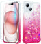 Ruky for iPhone 15 Case, with Screen Protector Glitter Sparkle Flowing Quicksand Waterfall Flexible Soft TPU Protective Women Girls Phone Case for...