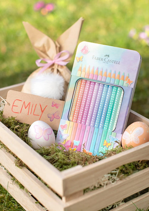 Faber-Castell Colouring Pencils Sparkle Pastel Pack of 12 Metal Case tin of 12...
