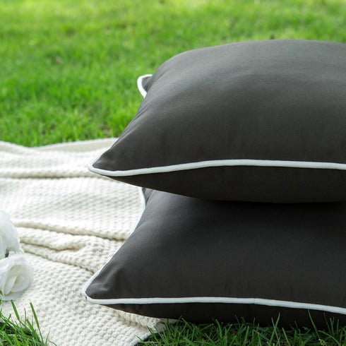 LIGICKY Pack of 2 Outdoor Waterproof Throw Pillow Covers Decorative Black and White Square Pillows Cushion Case Outside Pillowcase for Patio Couch...