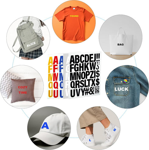 220 Pieces Iron on Letters for Clothing, 5 Sheets of Black Heat Transfer Vinyl for T Shirts, A-Z Patches PU DIY Crafts Alphabets Sticker for Fabri...