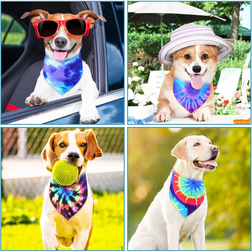 30 Pcs Tie Dye Dog Bandanas Bulk for Dogs Spring Dog Bandana Rainbow Spiral Cat Dog Scarf Colorful Washable Triangle Pet Kerchief Cute Dog Bib for...