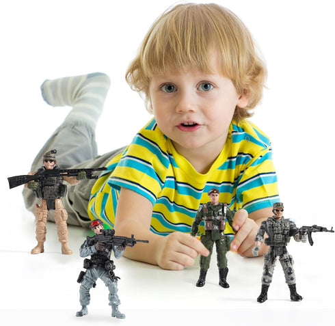US Army Men and SWAT Team Toy Soldiers Action Figures with Military Weapons Accessories for Kids Boys Girls,12Pcs...