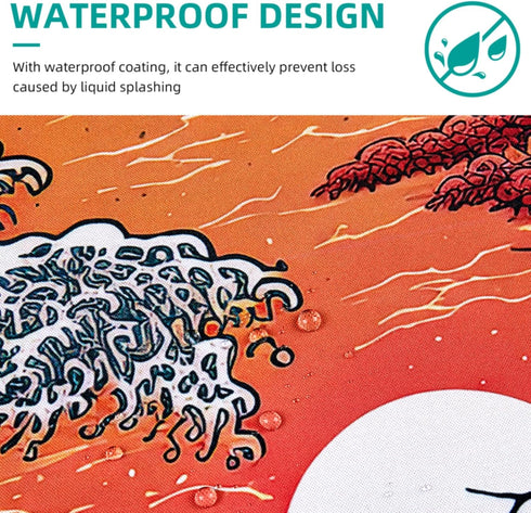 Japanese Sea Waves Large Gaming Mouse Pad for Desk, Desk Mat with Seamed Edges, Waterproof Desk Pad, Non-Slip Rubber Base, 31.5x11.8 Inch Keyboard...