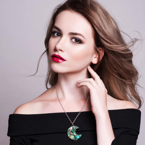 Hicarer 5 Pieces Tree Life Crescent Moon Necklace Copper Wire Wrap Natural Gemstones Healing Crystal Pendant Quartz Jewelry...