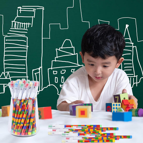 Kolewo4ever 48pcs HB Building Block Pencils Translucent Pencil Multicolor Non- Sharpening Pencils Pop Up Plastic Pencils for Exams, School, Office...
