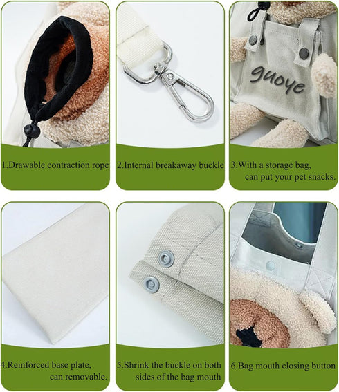 Bear-Shaped Show Head Pet Canvas Shaped Shoulder Bag?Pet Out Bag, Outcrop, Pet Out Shoulder Bag. (Khaki Bear-Large)...