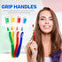 Toothbrush Dual Pro with Multi-Level Filaments, Anti-Slip Grip (Expert Care - Medium Bristles) Adults - Yellow, Red, Blue, Green - 8 Count (Pack o...
