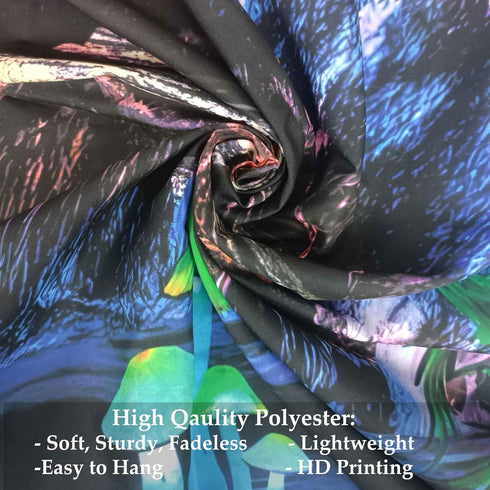 Algasan Blacklight Galaxy Waterfall Tapestry UV Reactive Planet and Mountain Wave Tapestries Fantasy Landscape Plants Tapestry Wall Hanging for Be...