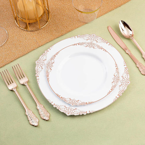 75PCS Rose Gold Plastic Silverware for 25 Guests, Heavy Duty Rose Gold Disposable Utensils Sets, Includes 25 Forks, 25 Spoons, 25 Knives, Elegant ...