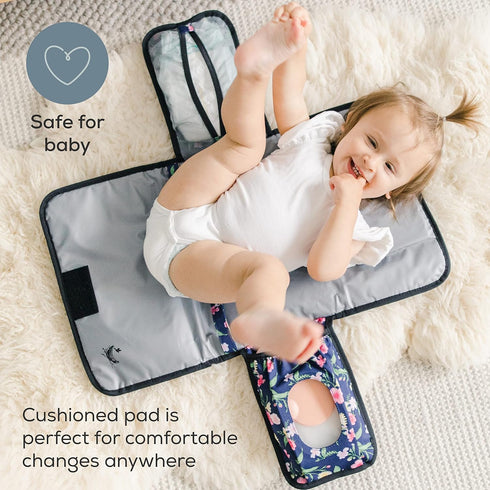 First Landings Portable Diaper Changing Pad - Convenient Travel Changing Pad and Wipe Holder - Portable Changing Pad - Navy...