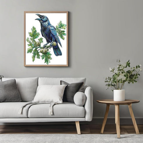 Posterizer 1 pcs-detailed natural history illustration of a raven-Corvus corax 2-Art for Animal Lovers-Gift for Men Women Teens-Chic Home Decor- u...