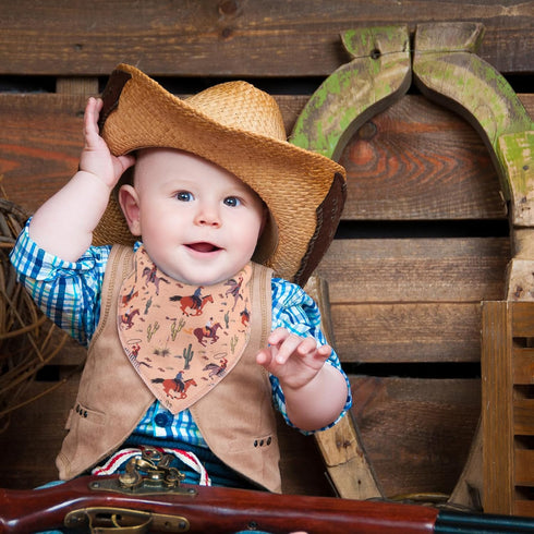 4 Pcs Western Cowboy Baby Bandana Bibs Newborn Infant Feeding Drool Bibs Wild West Cotton Bib for Drooling and Teething Nursery Burp Cloths for Gi...
