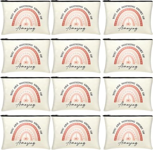 12 Pieces Thank You Gift Makeup Bags Inspirational Gifts for Social Worker Nurse Women Appreciation Gift for Colleague Coworkers Teacher Volunteer...