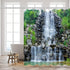 Waterfalls Shower Curtains Stone Rockery Landscapes Spring Green Plant Courtyard Garden Outdoor Scenery Bathroom Decor Polyester Fabric Curtain Se...
